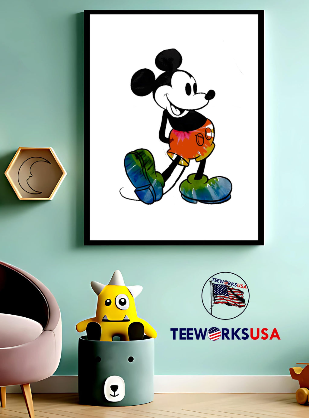 Colorful Tie Dye Mickey Mouse Retro Cartoon Smile - Adult & Kids T-Shirts, Sweatshirts & Hoodies apparel design preview 3