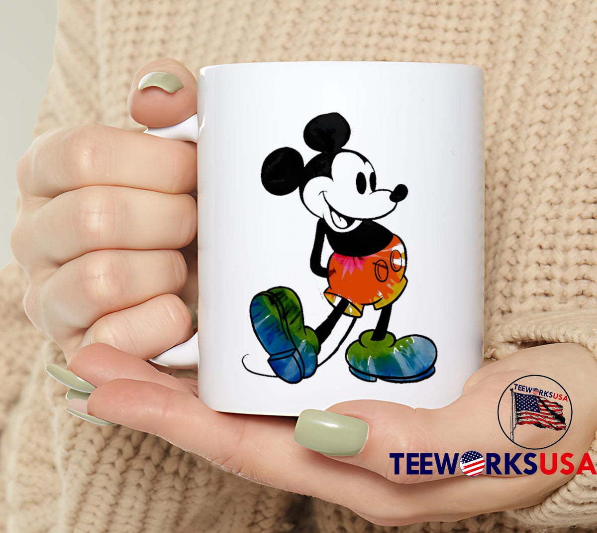 Colorful Tie Dye Mickey Mouse Retro Cartoon Smile - Adult & Kids T-Shirts, Sweatshirts & Hoodies apparel design preview 6