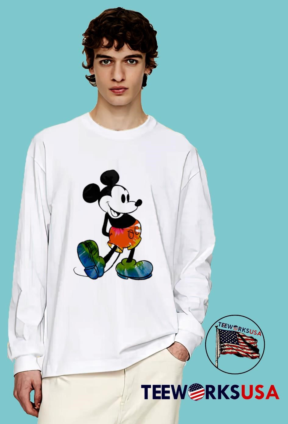 Colorful Tie Dye Mickey Mouse Retro Cartoon Smile - Adult & Kids T-Shirts, Sweatshirts & Hoodies apparel design preview 4