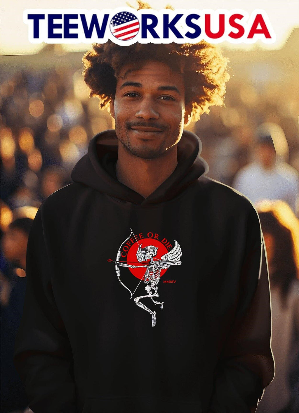 Combat Cupid coffee or die - Adult & Kids T-Shirts, Sweatshirts & Hoodies apparel design preview 2