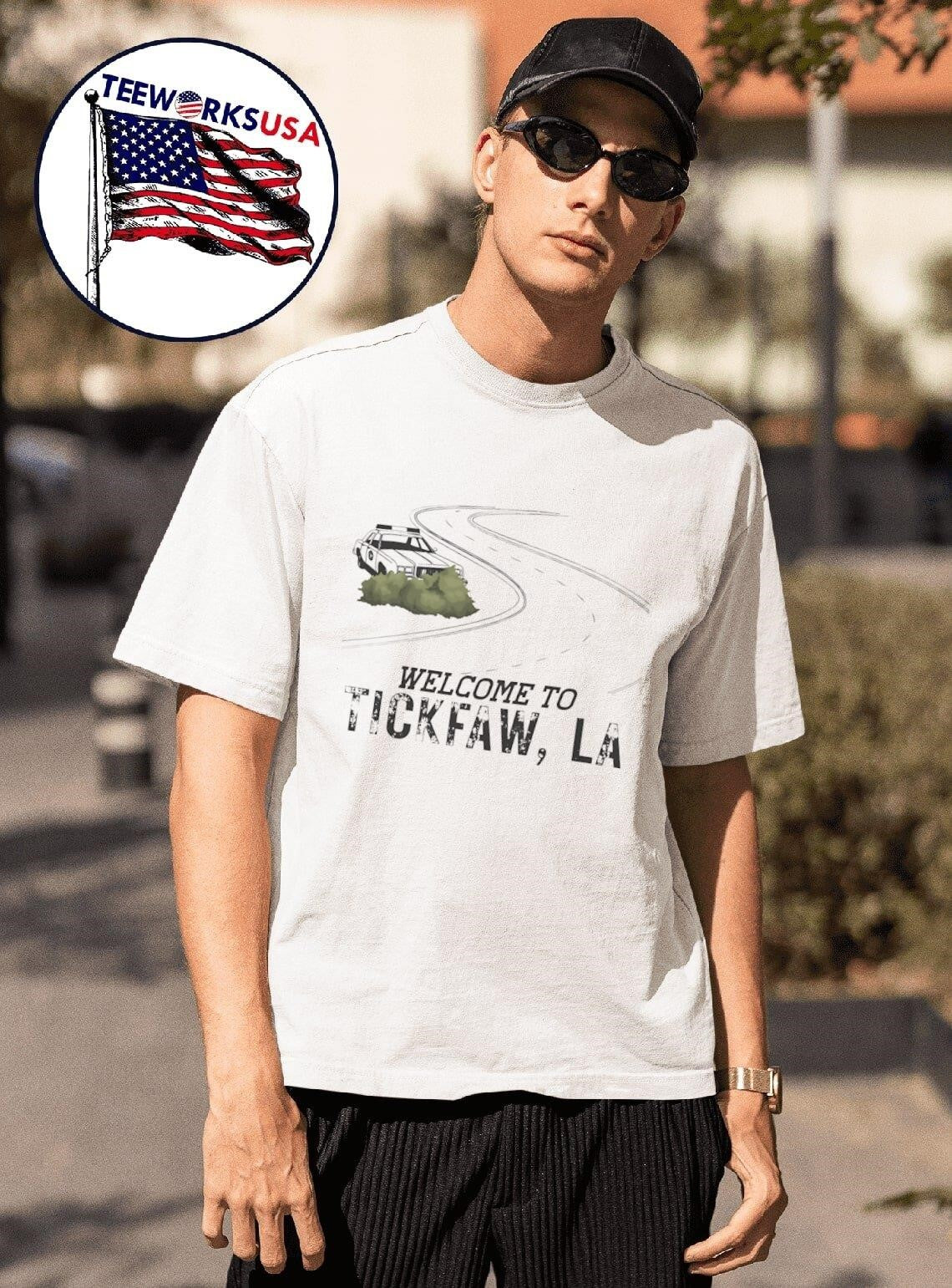 Cop car welcome to Tickfaw LA - Adult & Kids T-Shirts, Sweatshirts & Hoodies apparel design preview 1