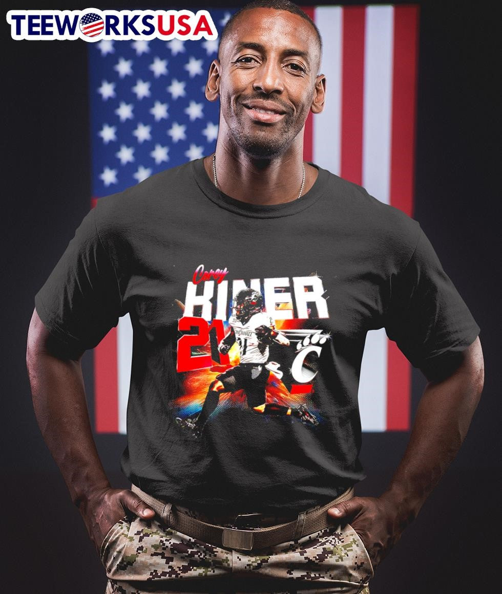 Corey Kiner Cincinnati Bearcats 21 explosive rush - Adult & Kids T-Shirts, Sweatshirts & Hoodies apparel design preview 1