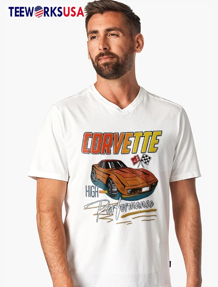 Corvette High Performance Retro Orange Sports Car - Adult & Kids T-Shirts, Sweatshirts & Hoodies apparel design preview 7