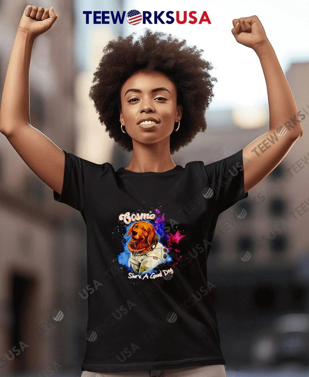 Cosmo Astronaut Golden Retriever She's a Good Dog - Adult & Kids T-Shirts, Sweatshirts & Hoodies apparel design preview 7