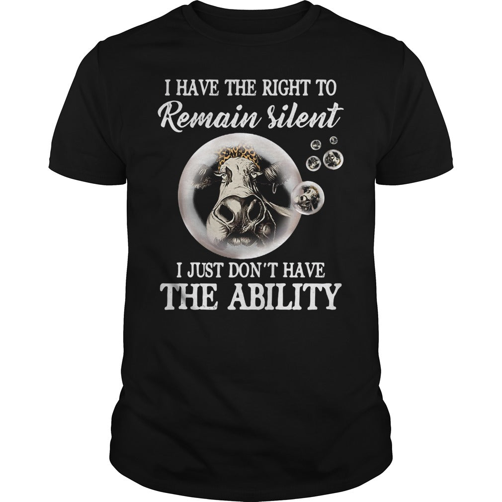 Cows I Have The Right To Remain Silent - Adult & Kids T-Shirts, Sweatshirts & Hoodies apparel design preview 1