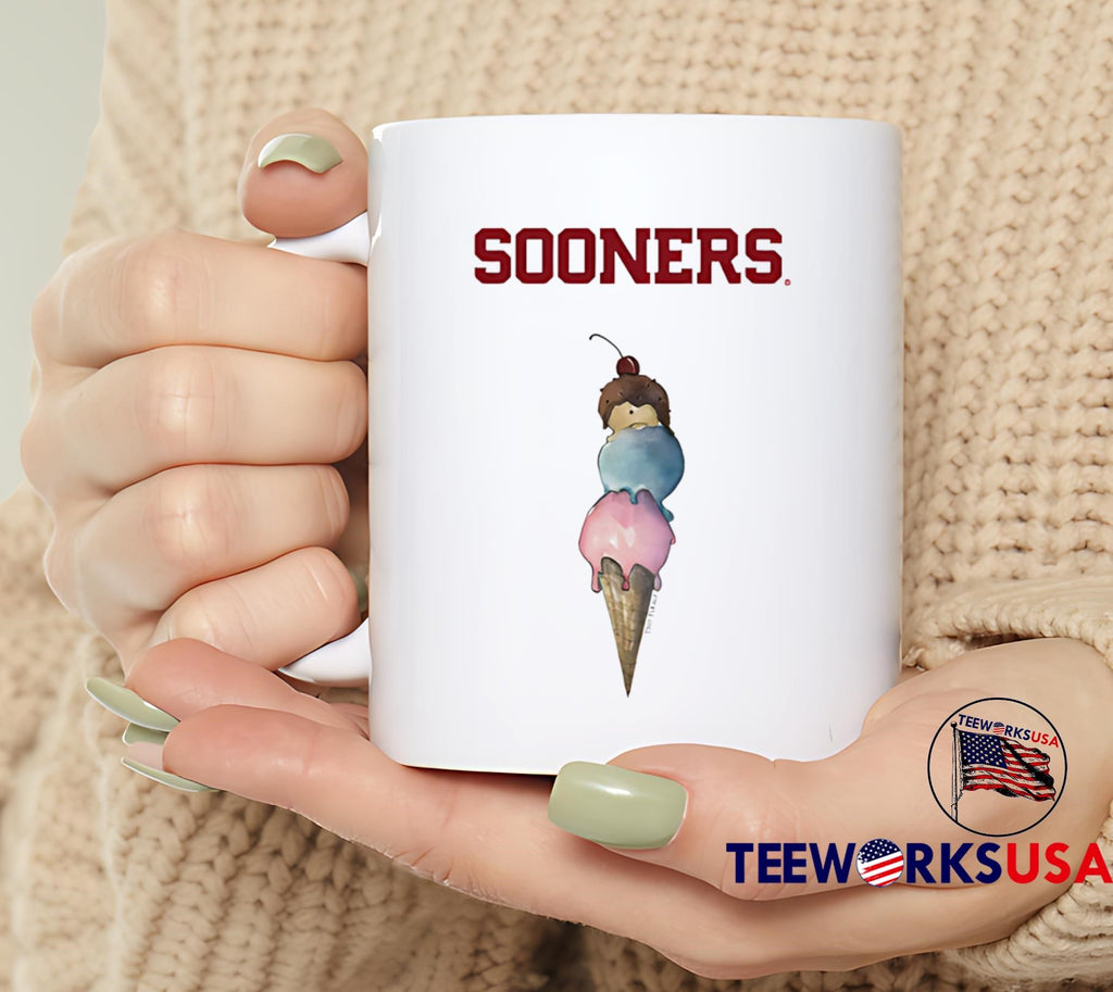 Cream Oklahoma Sooners Triple Scoop - Adult & Kids T-Shirts, Sweatshirts & Hoodies apparel design preview 6