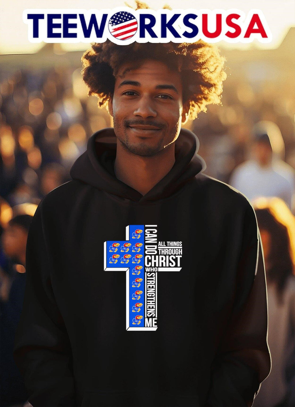 Cross I can do all things through Christ Kansas - Adult & Kids T-Shirts, Sweatshirts & Hoodies apparel design preview 2
