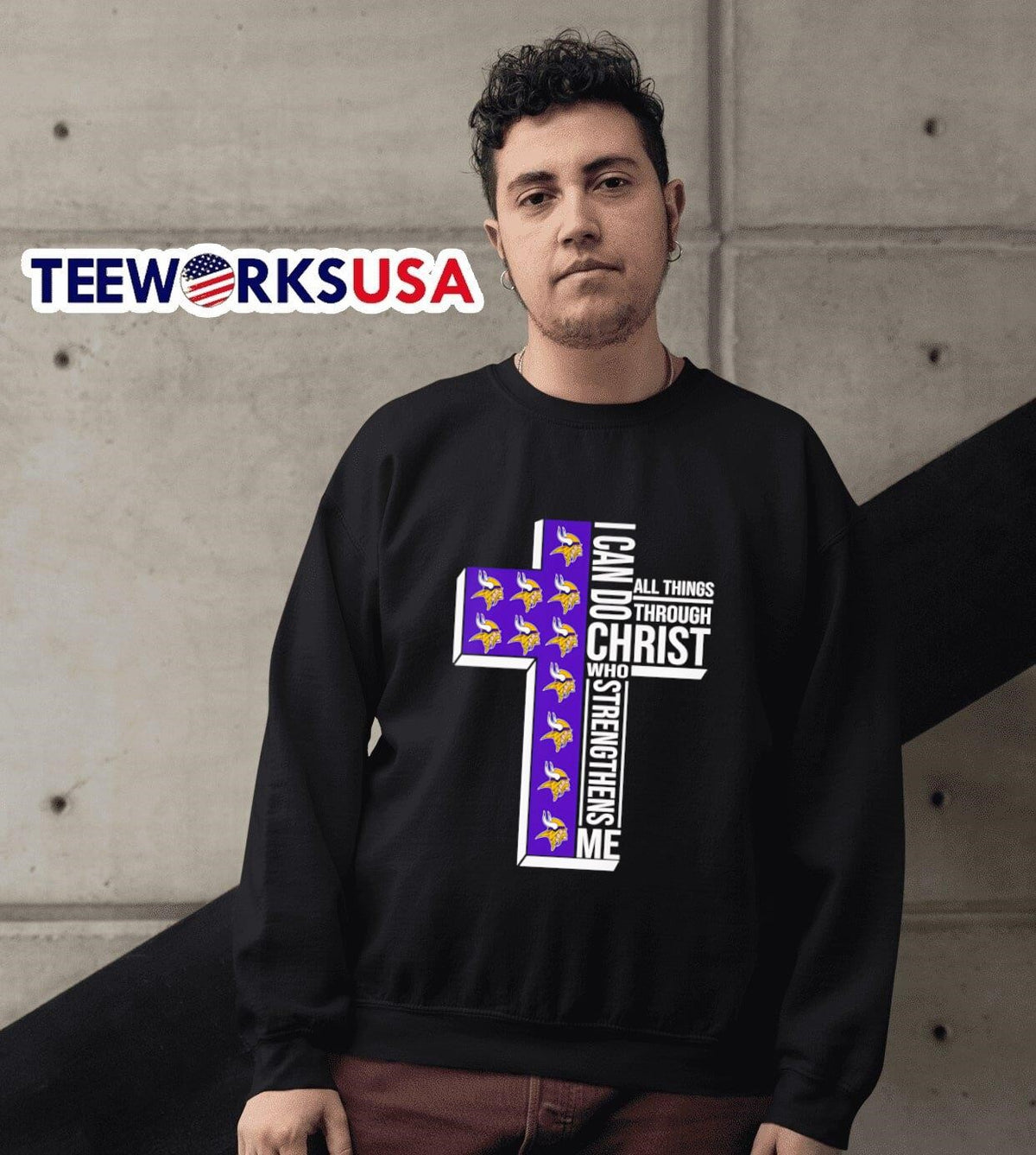 Cross I can do all things through Christ Minnesota - Adult & Kids T-Shirts, Sweatshirts & Hoodies apparel design preview 6