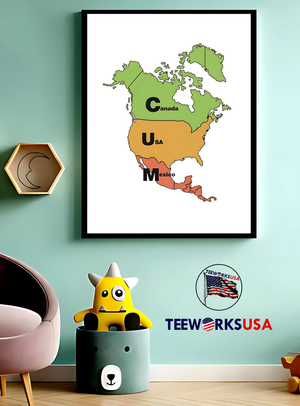 Cum Map Canada USA and Mexico - Adult & Kids T-Shirts, Sweatshirts & Hoodies apparel design preview 4