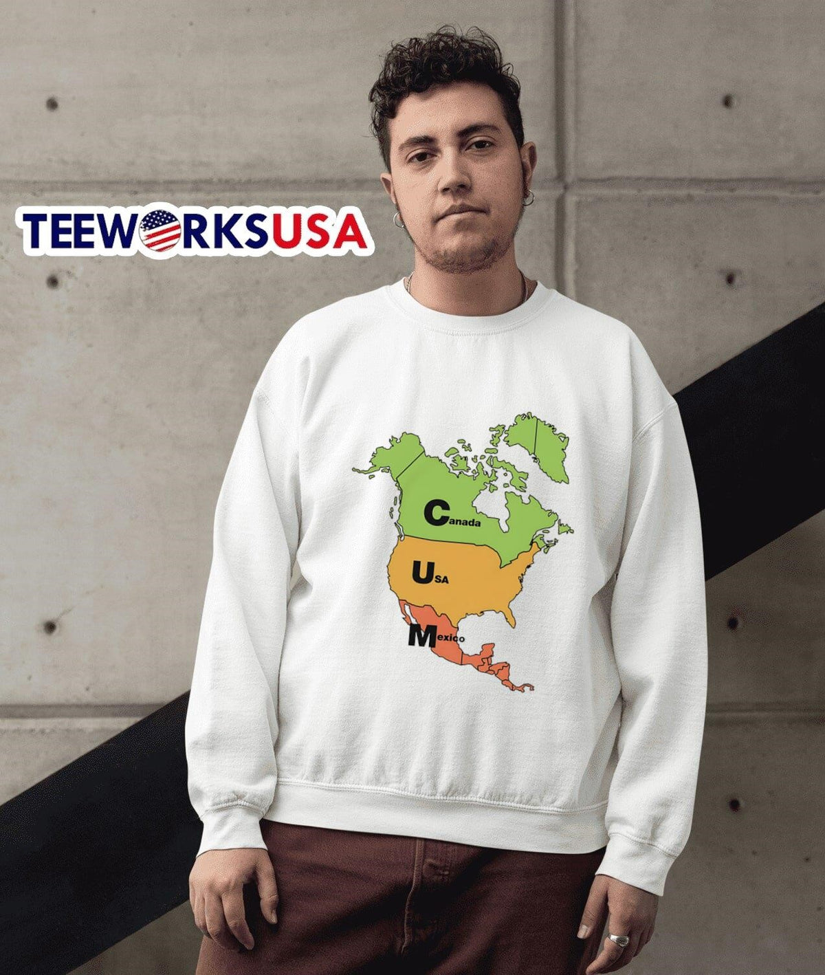 Cum Map Canada USA and Mexico - Adult & Kids T-Shirts, Sweatshirts & Hoodies apparel design preview 5