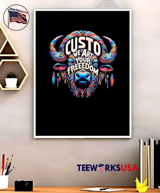 Custo We Art Your Freedom Colorful Buffalo - Adult & Kids T-Shirts, Sweatshirts & Hoodies apparel design preview 5