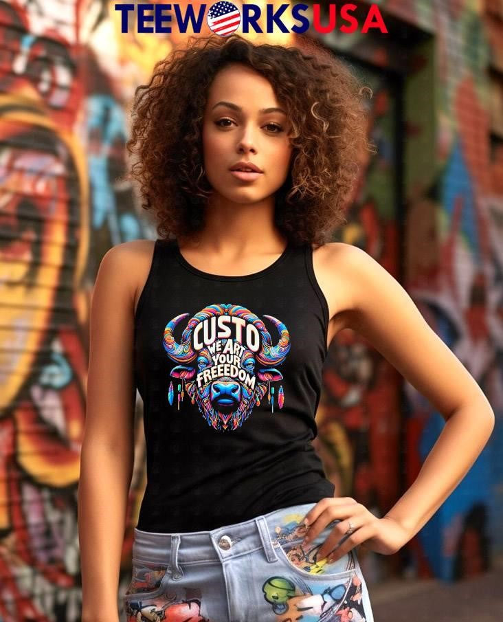 Custo We Art Your Freedom Colorful Buffalo - Adult & Kids T-Shirts, Sweatshirts & Hoodies apparel design preview 7