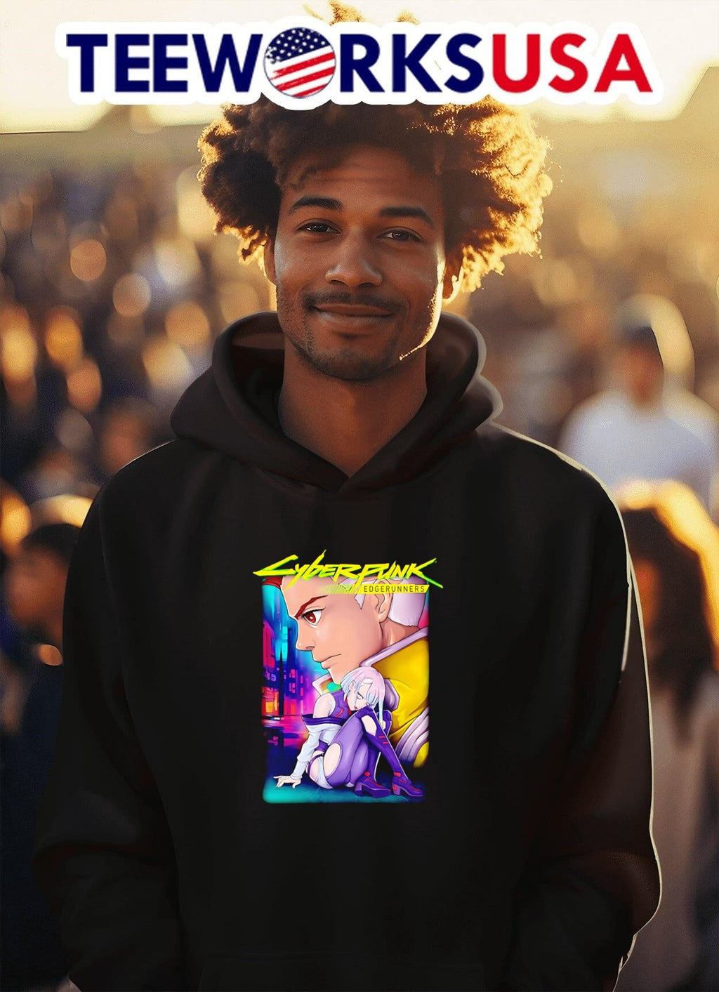 Cyberpunk Edgerunners David Martinez and Lucyna - Adult & Kids T-Shirts, Sweatshirts & Hoodies apparel design preview 2