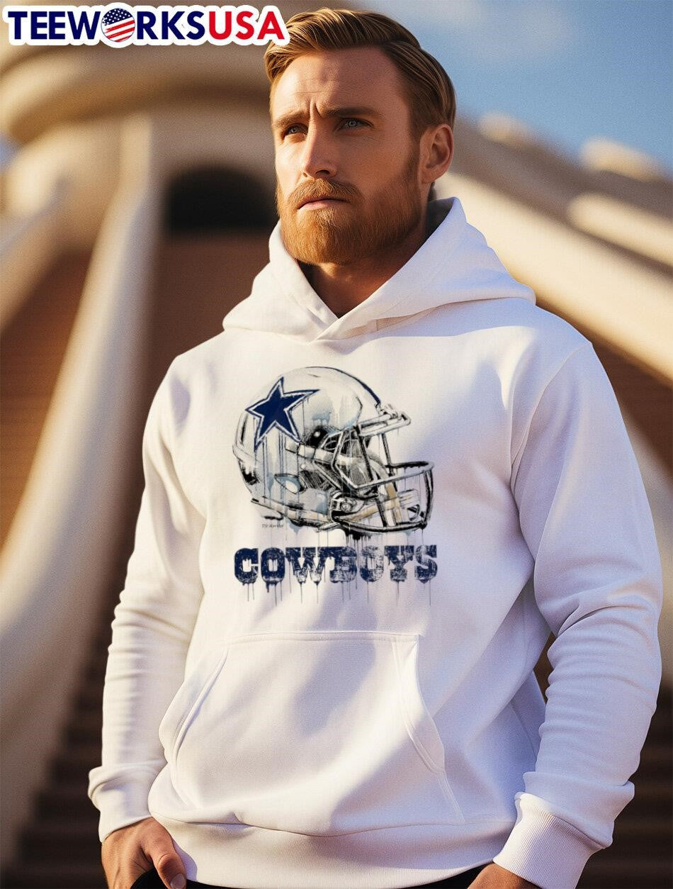Dallas Cowboys PD. Moreno Helmet Dripping Star - Adult & Kids T-Shirts, Sweatshirts & Hoodies apparel design preview 2