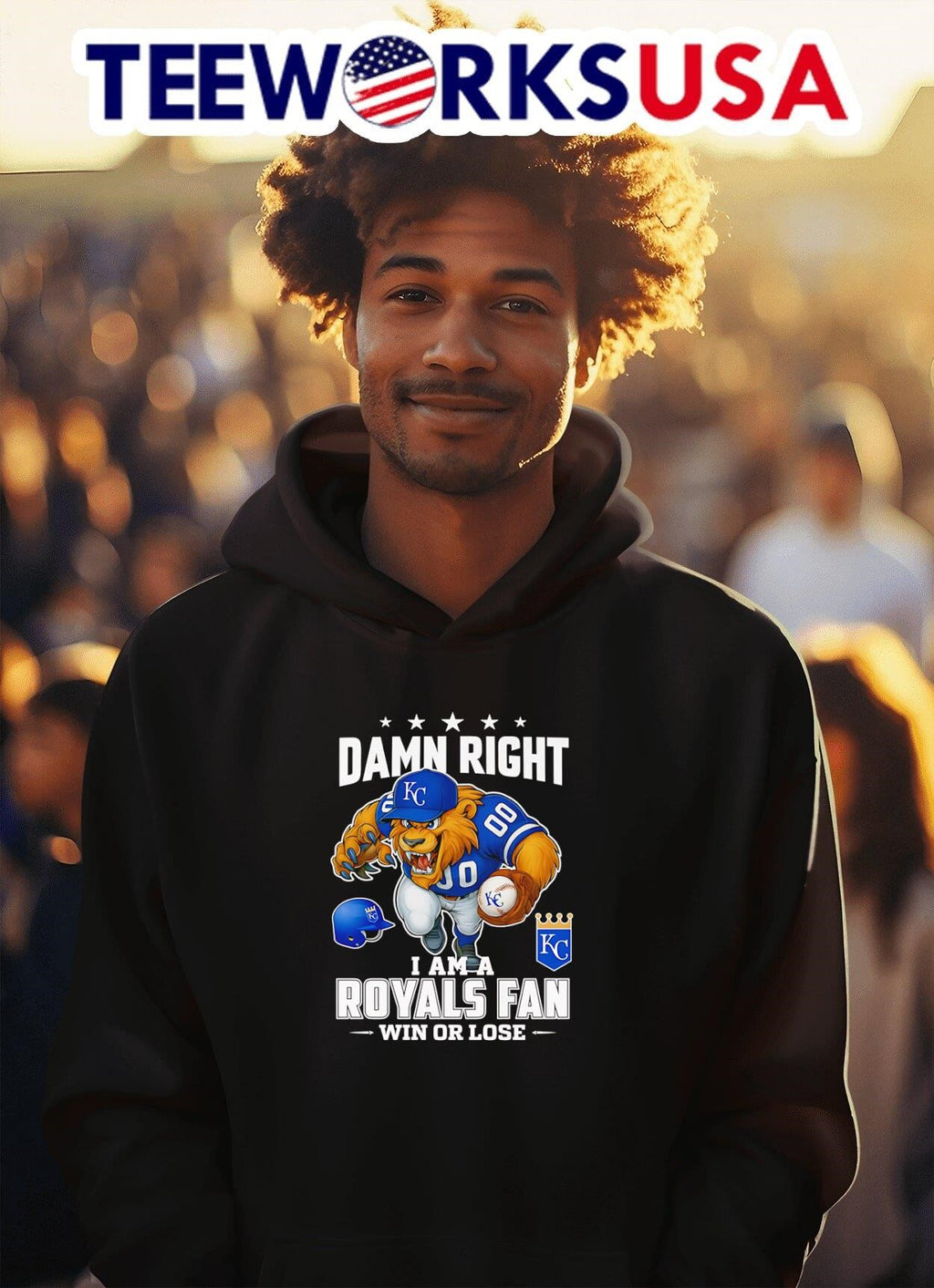 Damn right I am a Kansas City Royals baseball fan win - Adult & Kids T-Shirts, Sweatshirts & Hoodies apparel design preview 2