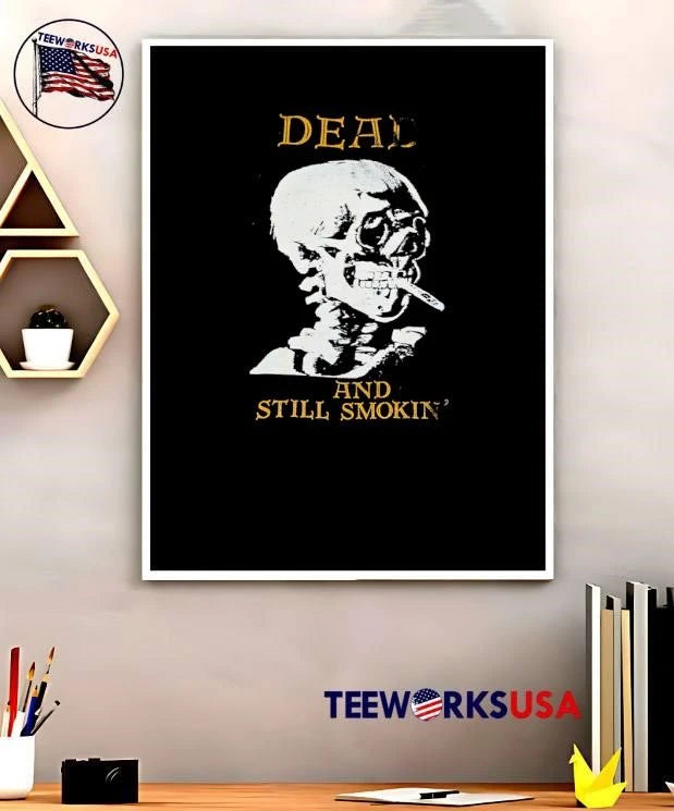 Dead And Still Smokin Distressed Skeleton Skull - Adult & Kids T-Shirts, Sweatshirts & Hoodies apparel design preview 5
