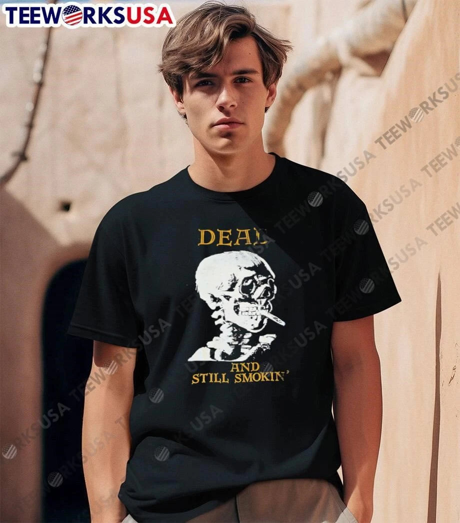 Dead And Still Smokin Distressed Skeleton Skull - Adult & Kids T-Shirts, Sweatshirts & Hoodies apparel design preview 1