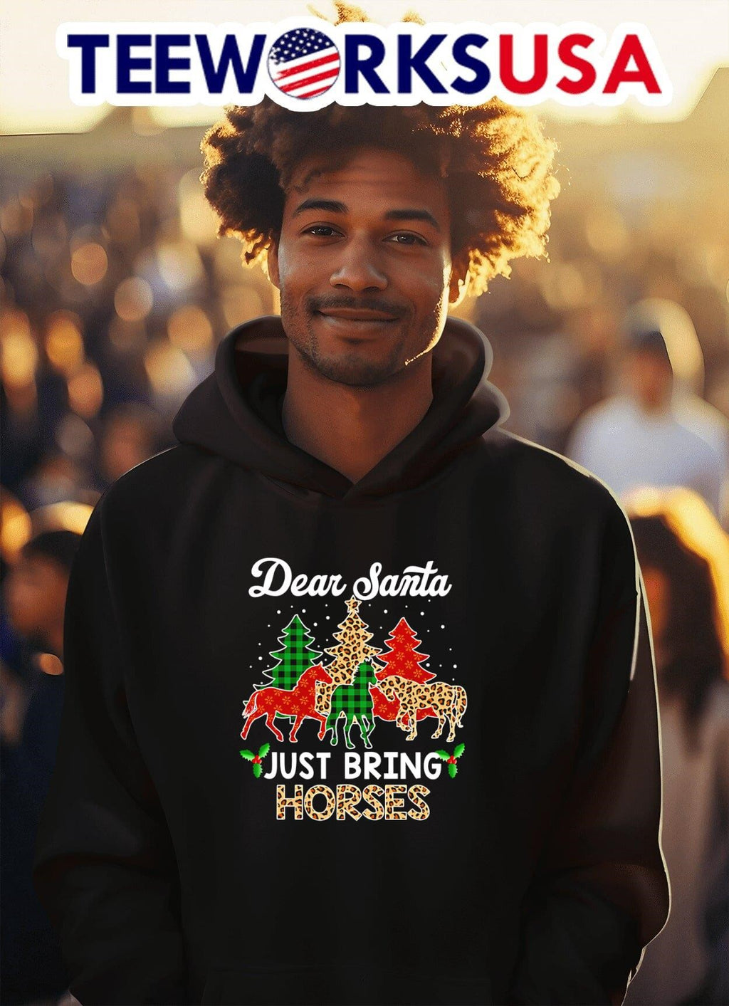 Dear Santa just bring horses - Adult & Kids T-Shirts, Sweatshirts & Hoodies apparel design preview 2