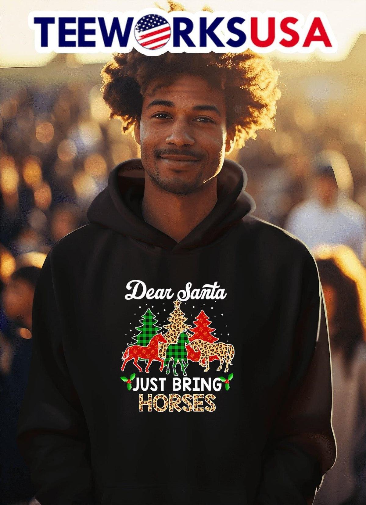 Dear Santa just bring horses - Adult & Kids T-Shirts, Sweatshirts & Hoodies apparel design preview 2
