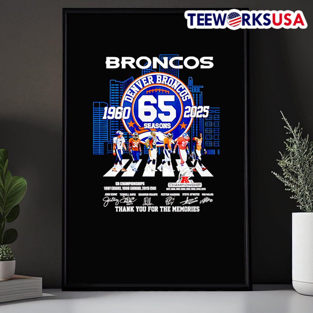 Denver Broncos 65 seasons 1960 2025 Abbey Road thank - Adult & Kids T-Shirts, Sweatshirts & Hoodies apparel design preview 5