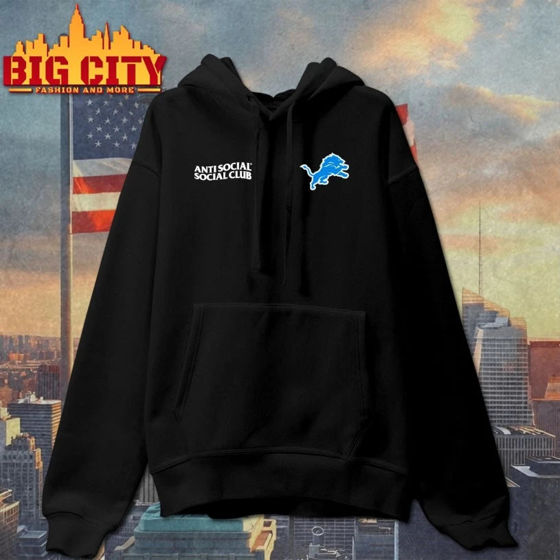 Detroit Lions Anti Social Club - Adult & Kids T-Shirts, Sweatshirts & Hoodies apparel design preview 2