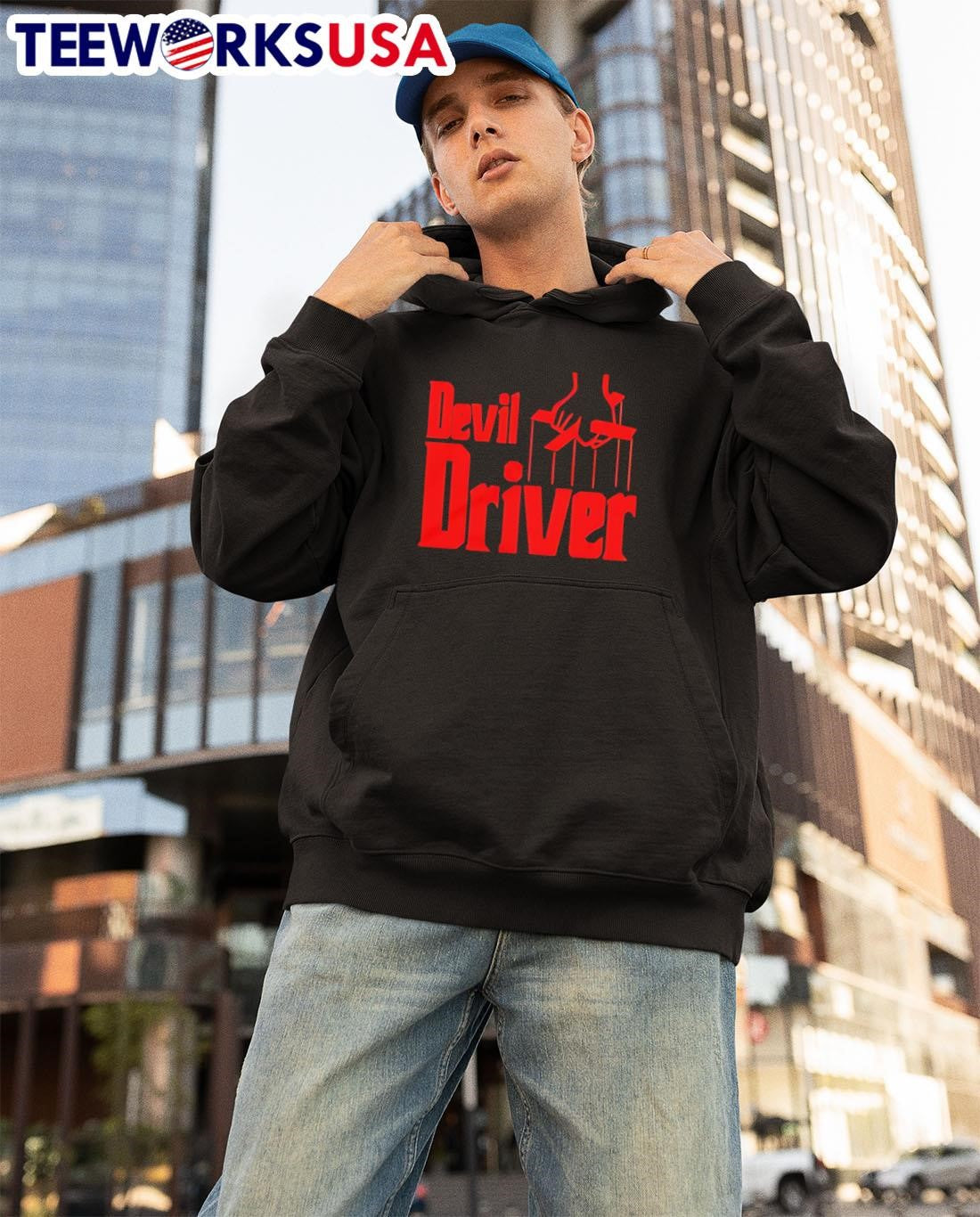 Devildriver Godfather red - Adult & Kids T-Shirts, Sweatshirts & Hoodies apparel design preview 3