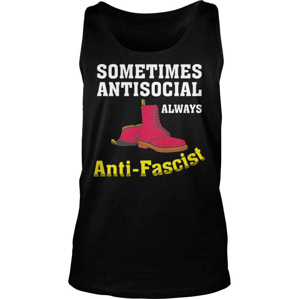 Doc Boot Sometimes Antisocial Always Antifascist - Adult & Kids T-Shirts, Sweatshirts & Hoodies apparel design preview 3