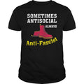 Doc Boot Sometimes Antisocial Always Antifascist - Adult & Kids T-Shirts, Sweatshirts & Hoodies apparel design preview 1