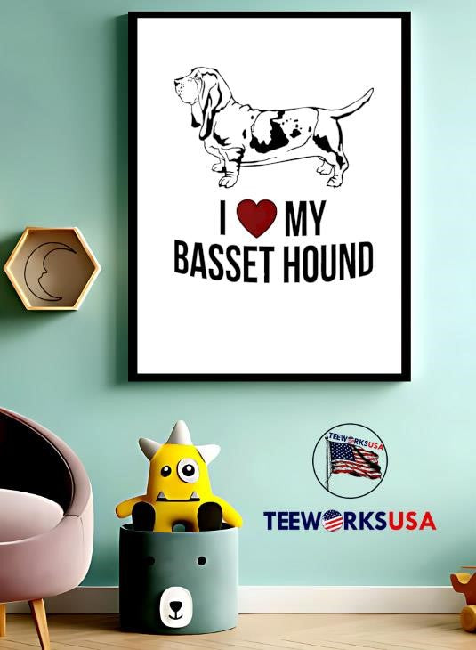 Dog I love my basset hound - Adult & Kids T-Shirts, Sweatshirts & Hoodies apparel design preview 3
