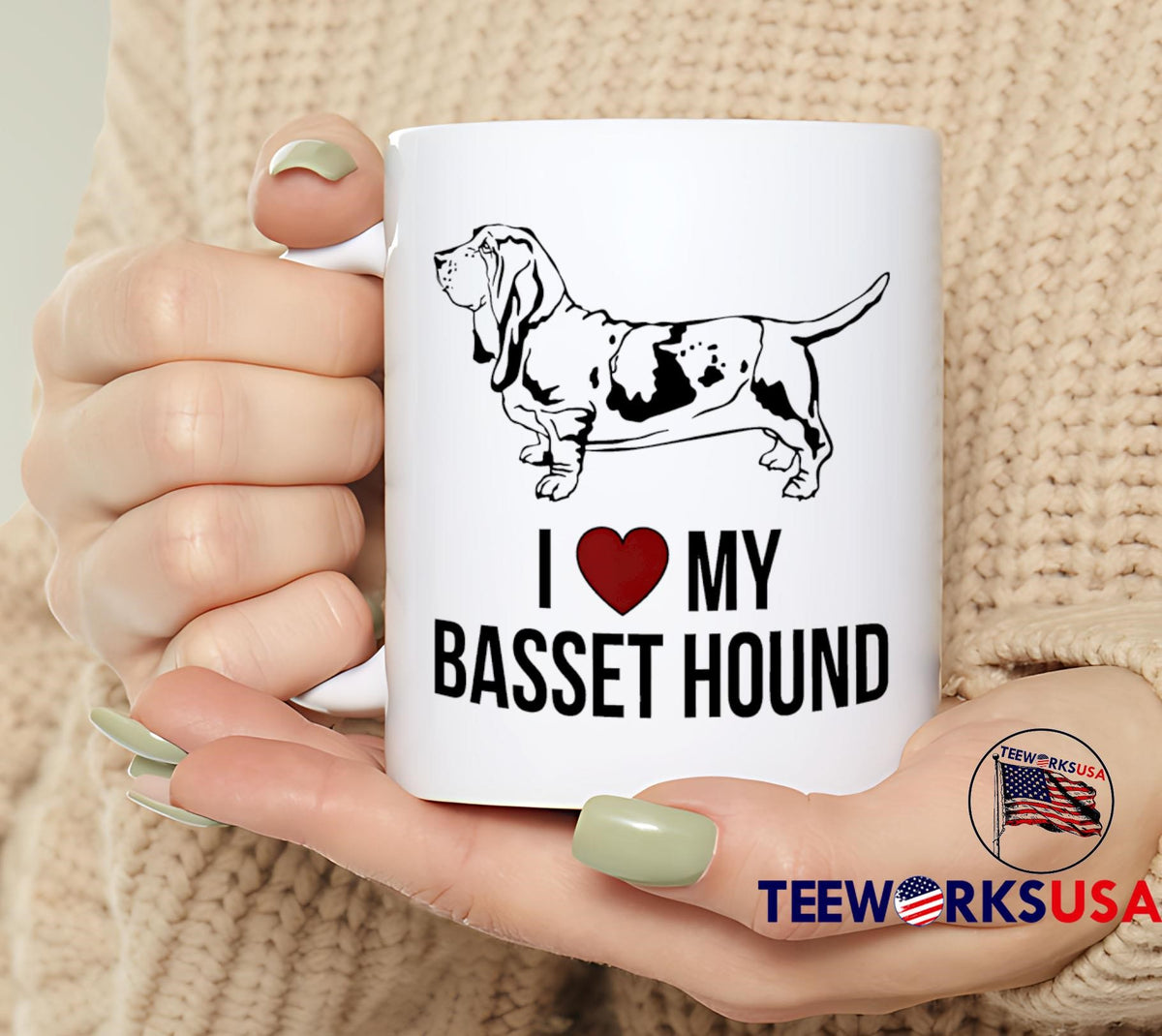 Dog I love my basset hound - Adult & Kids T-Shirts, Sweatshirts & Hoodies apparel design preview 6