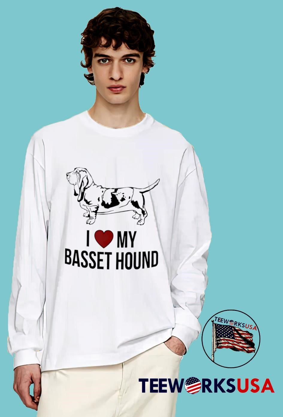 Dog I love my basset hound - Adult & Kids T-Shirts, Sweatshirts & Hoodies apparel design preview 4