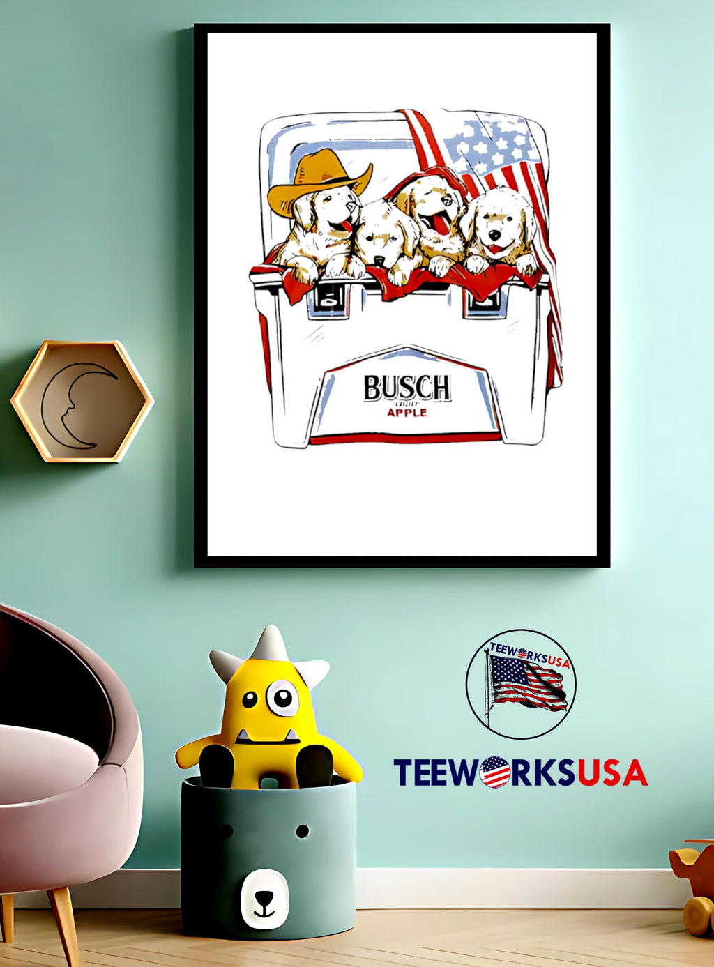 Dogs Busch Apple vintage - Adult & Kids T-Shirts, Sweatshirts & Hoodies apparel design preview 3