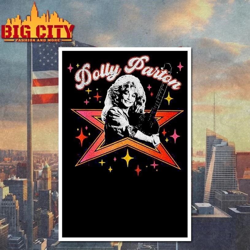 Dolly Parton Portrait Glimmering and Sparkling - Adult & Kids T-Shirts, Sweatshirts & Hoodies apparel design preview 4