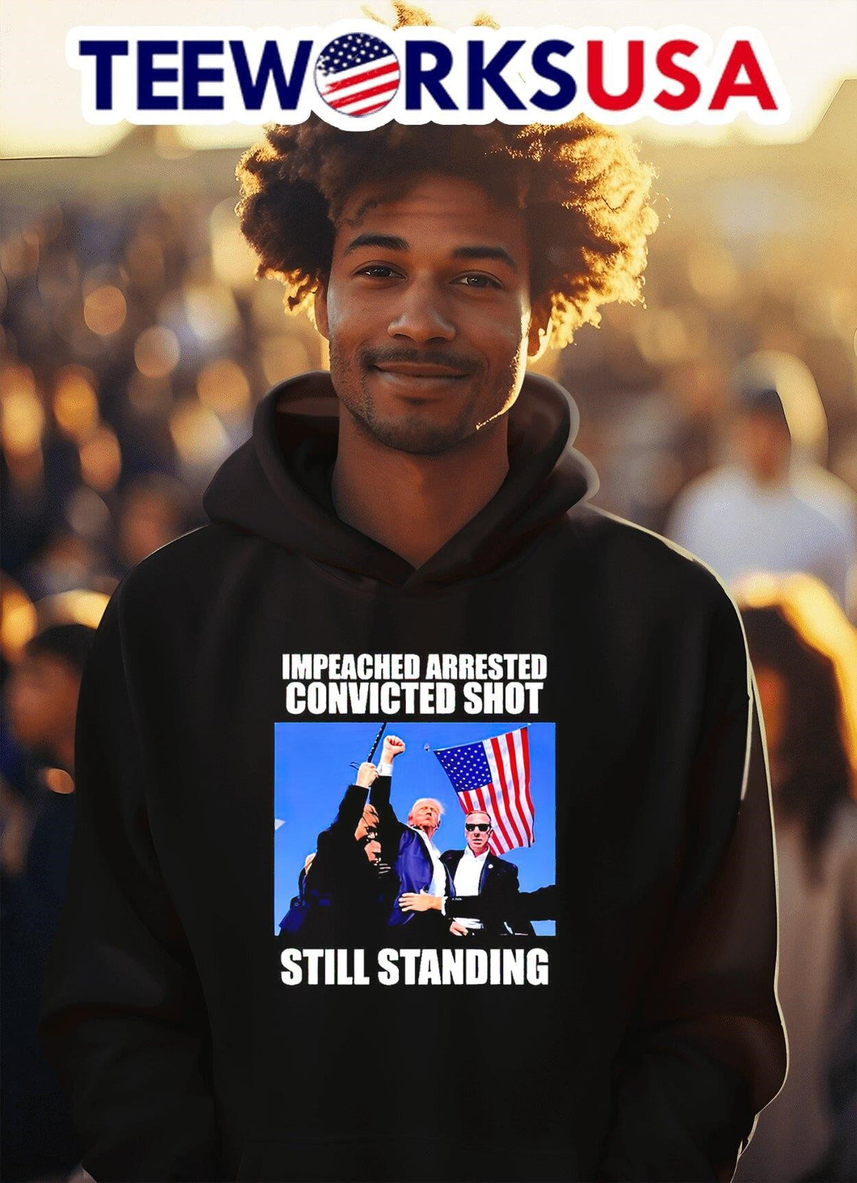 Donald Trump Impeached arrested convince shot still - Adult & Kids T-Shirts, Sweatshirts & Hoodies apparel design preview 2