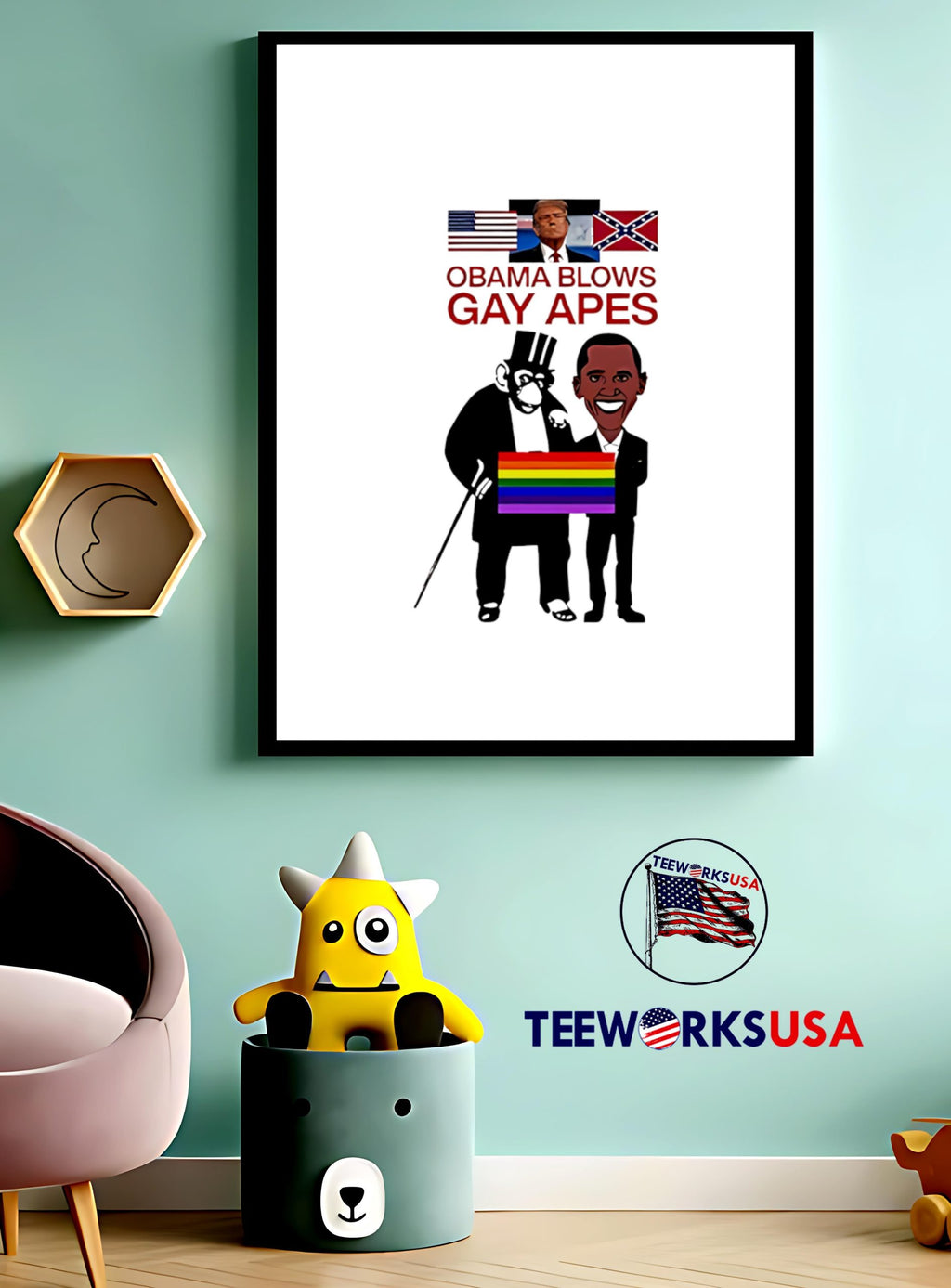 Donald Trump Obama Blows Gay Apes - Adult & Kids T-Shirts, Sweatshirts & Hoodies apparel design preview 4