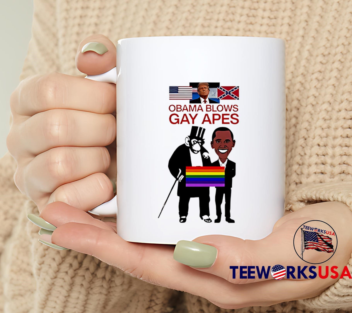 Donald Trump Obama Blows Gay Apes - Adult & Kids T-Shirts, Sweatshirts & Hoodies apparel design preview 6