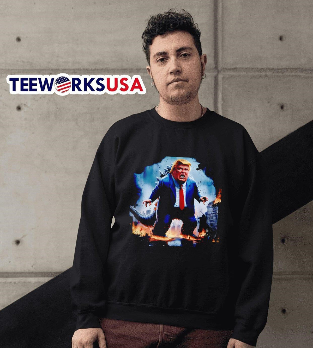 Donald Trump as Godzilla - Adult & Kids T-Shirts, Sweatshirts & Hoodies apparel design preview 3