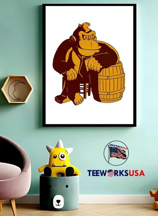 Donkey Kong gorilla sitting on a barrel video game - Adult & Kids T-Shirts, Sweatshirts & Hoodies apparel design preview 3