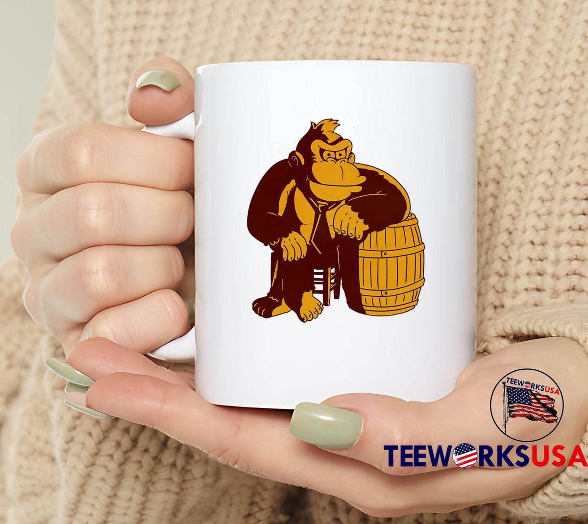 Donkey Kong gorilla sitting on a barrel video game - Adult & Kids T-Shirts, Sweatshirts & Hoodies apparel design preview 6