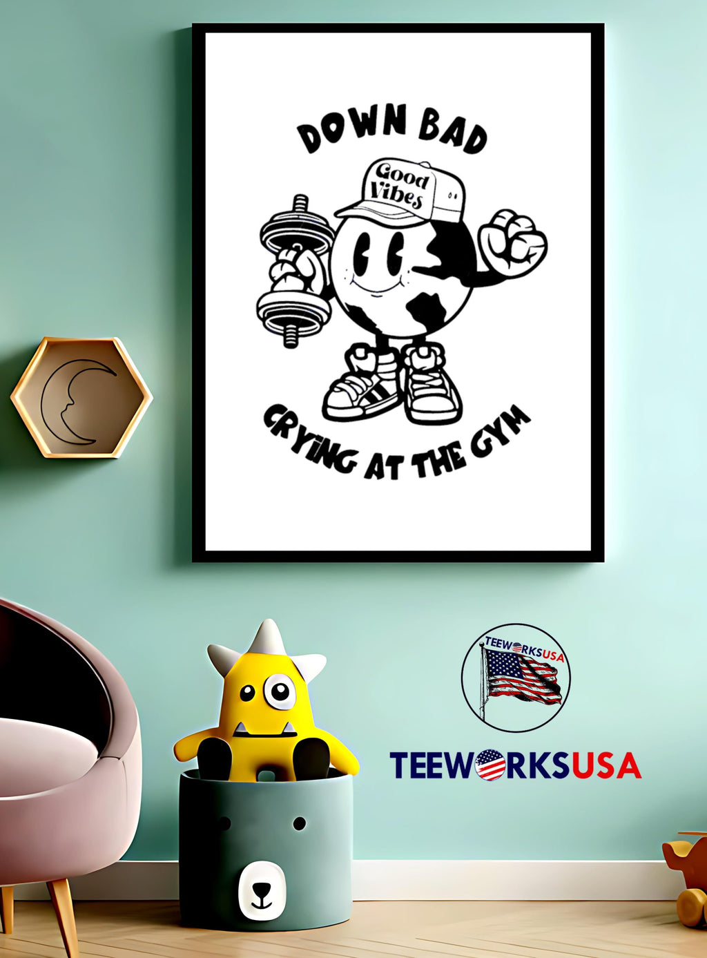 Down Bad Crying At The Gym Good Vibes - Adult & Kids T-Shirts, Sweatshirts & Hoodies apparel design preview 4