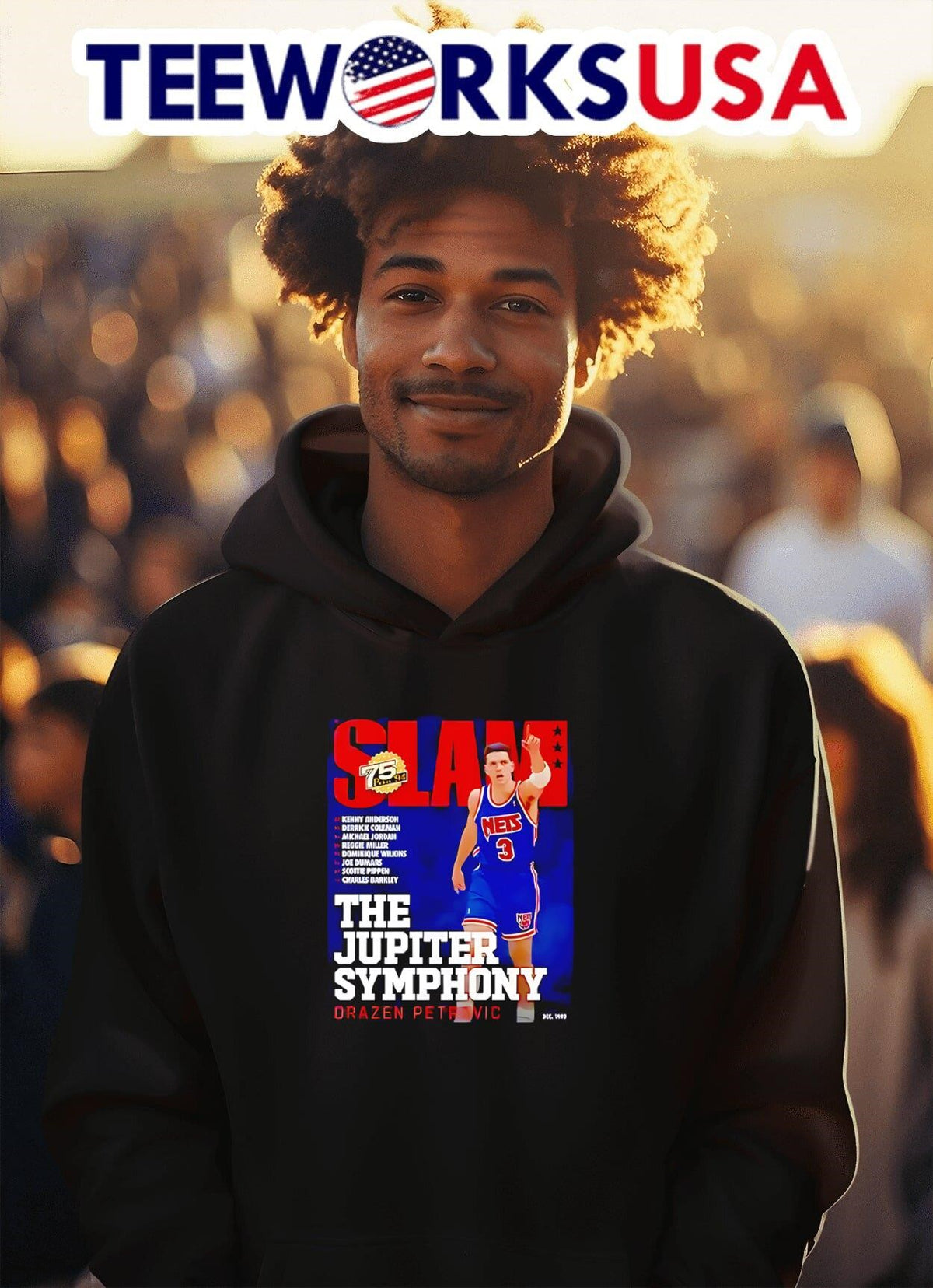 Drazen Petrovic The Jupiter Symphony Slam - Adult & Kids T-Shirts, Sweatshirts & Hoodies apparel design preview 2
