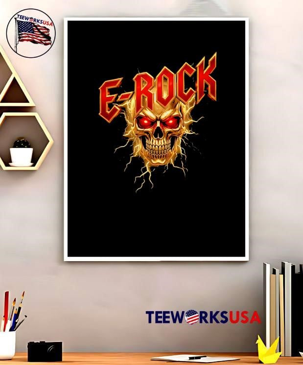 E-Rock Skull and Lightning - Adult & Kids T-Shirts, Sweatshirts & Hoodies apparel design preview 5