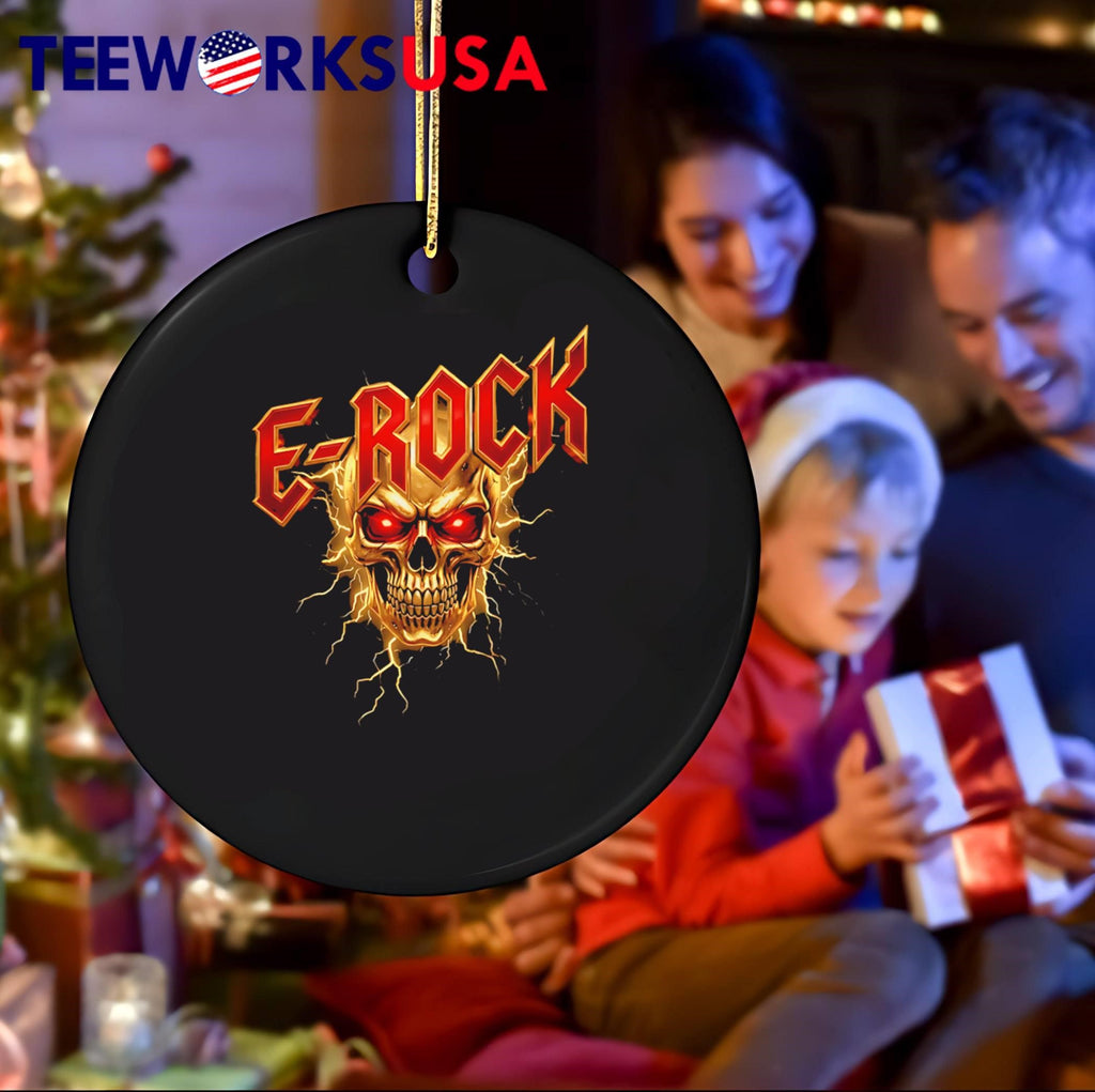 E-Rock Skull and Lightning - Adult & Kids T-Shirts, Sweatshirts & Hoodies apparel design preview 4