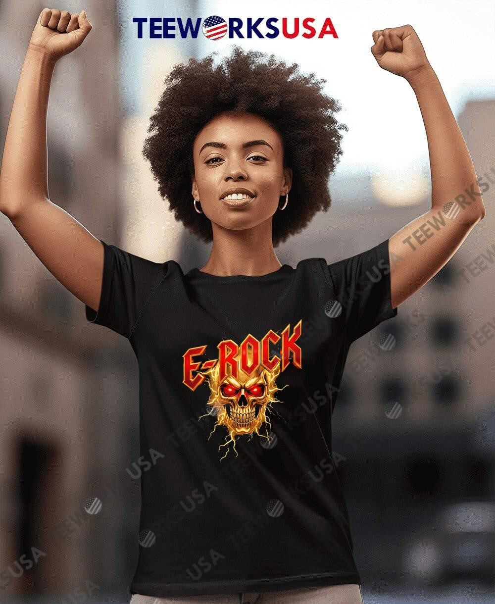 E-Rock Skull and Lightning - Adult & Kids T-Shirts, Sweatshirts & Hoodies apparel design preview 7