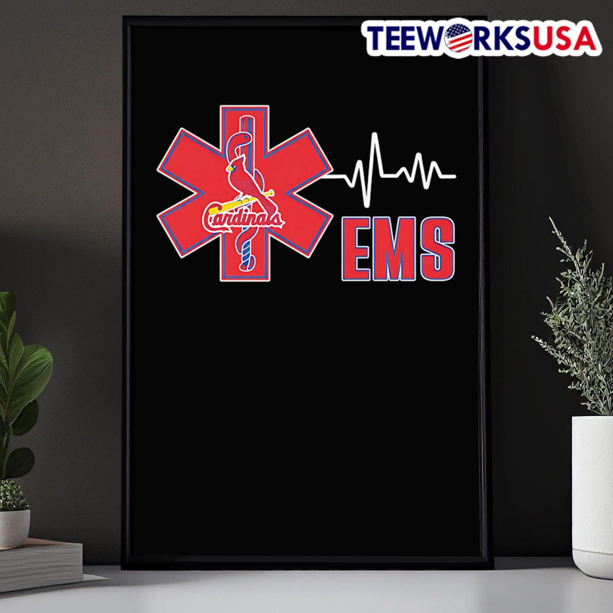 EMS heartbeat St Louis Cardinals logo - Adult & Kids T-Shirts, Sweatshirts & Hoodies apparel design preview 5