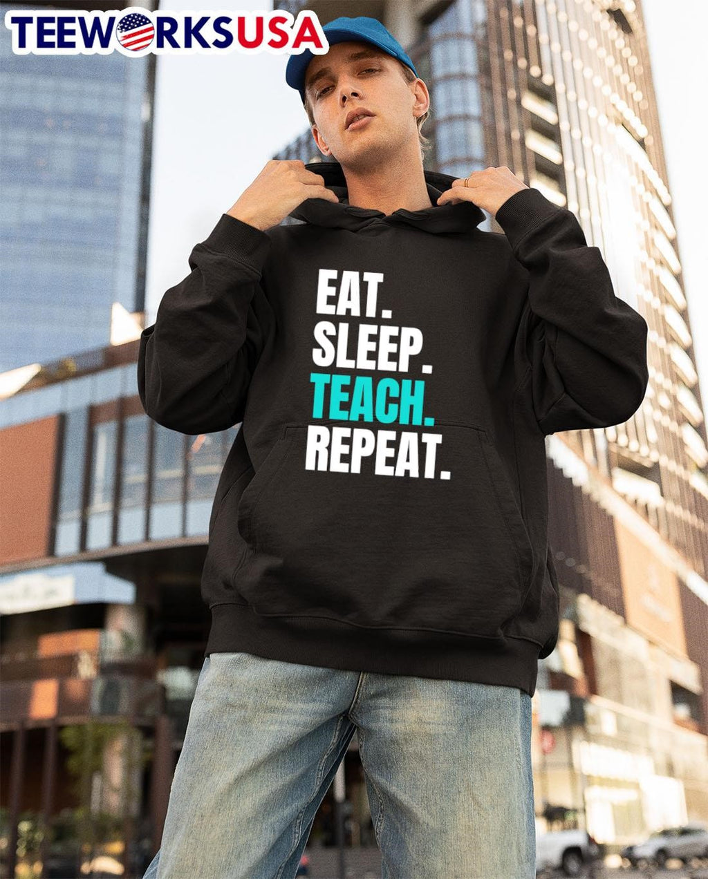 Eat Sleep Teach Repeat - Adult & Kids T-Shirts, Sweatshirts & Hoodies apparel design preview 3