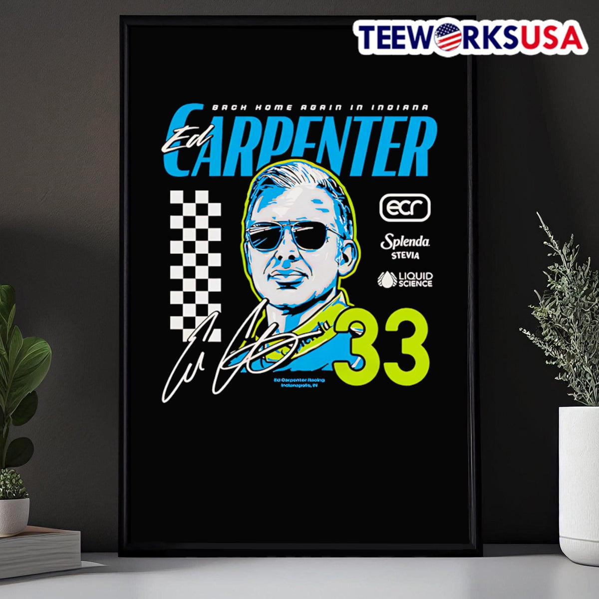 Ed Carpenter Racing 33 signature - Adult & Kids T-Shirts, Sweatshirts & Hoodies apparel design preview 5