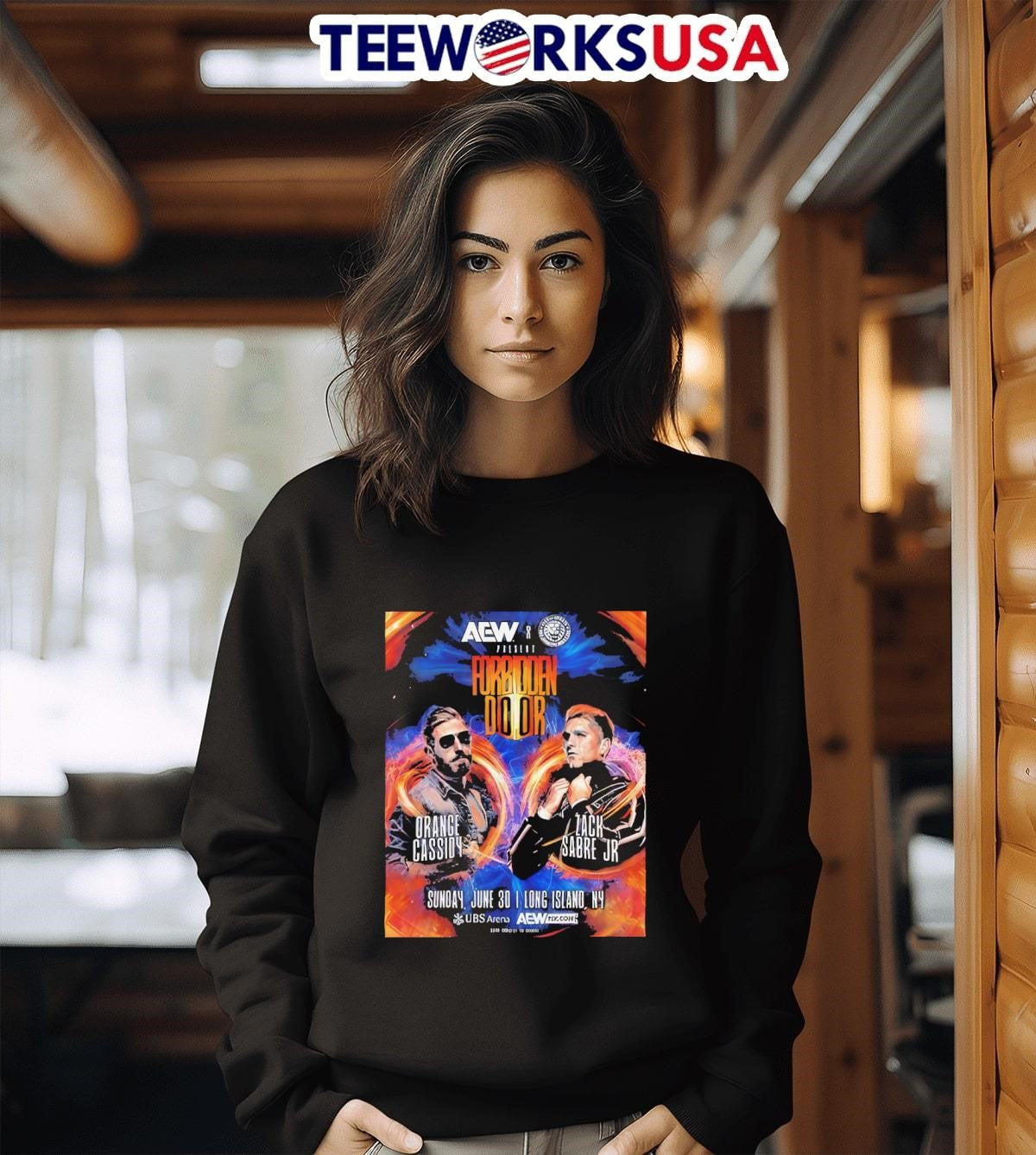 Epic Aew and Njpw Forbidden Door Cassidy Vs Sabre Jr - Adult & Kids T-Shirts, Sweatshirts & Hoodies apparel design preview 3