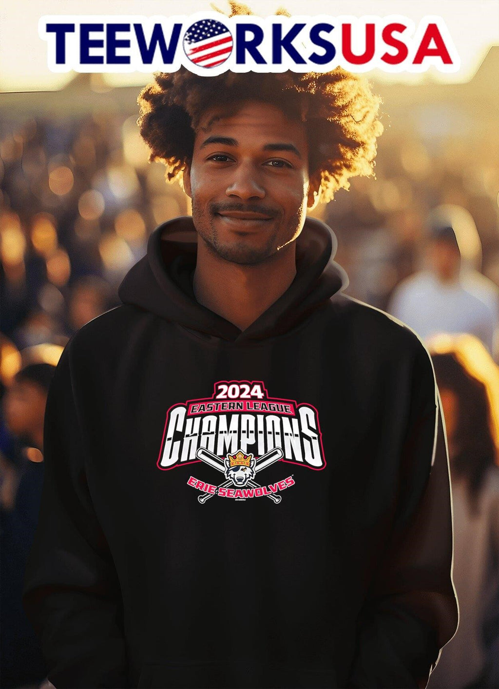 Erie SeaWolves 2024 Eastern League Champions bats - Adult & Kids T-Shirts, Sweatshirts & Hoodies apparel design preview 2