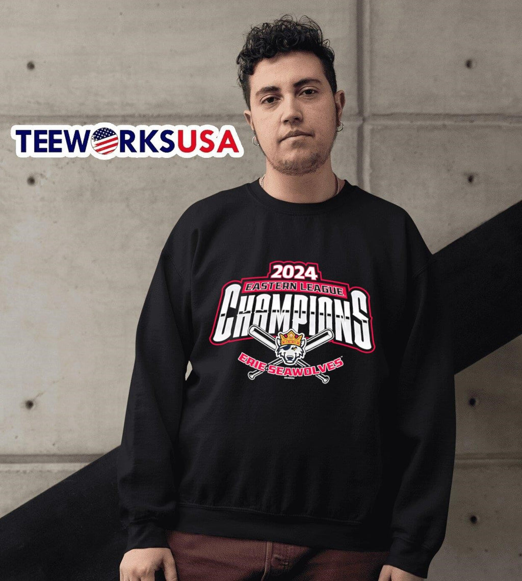 Erie SeaWolves 2024 Eastern League Champions bats - Adult & Kids T-Shirts, Sweatshirts & Hoodies apparel design preview 3
